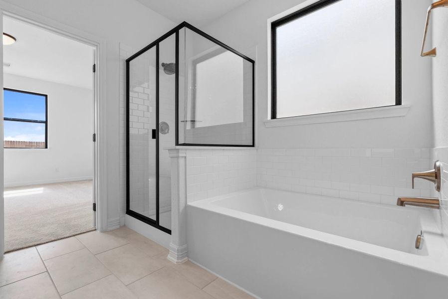 Primary bathroom. Sample product photo. Actual exterior and interior selections may vary by homesite. Photo may be virtually staged. Primary bathroom. Sample product photo. Actual exterior and interior selections may vary by homesite. Photo may be virtually staged.