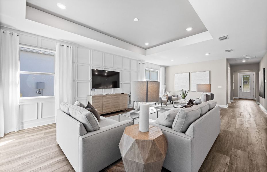 Furnished interior view inside a new home in The Strand at Cedar Grove, North Port (Image 12). Furnished interior view inside a new home in The Strand at Cedar Grove, North Port (Image 12).