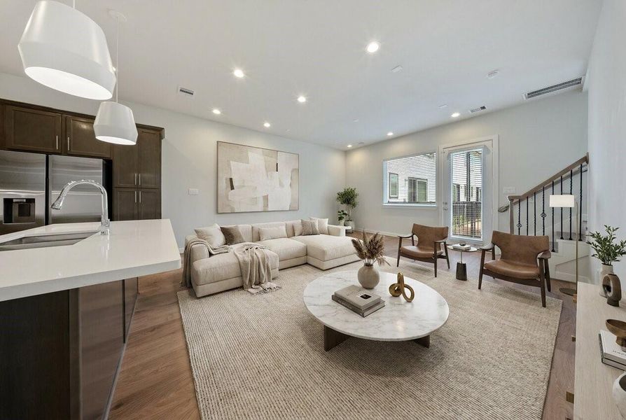 Kitchen open to Living [Virtually Staged]