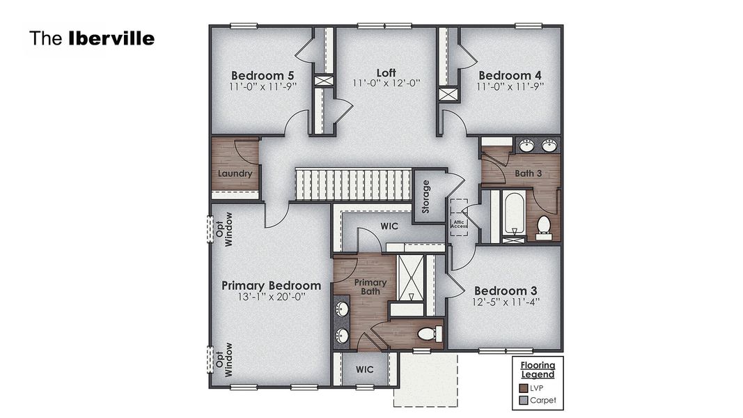 2D floor plan layout for the Iberville by D.R. Horton in Magnolia Ridge at Blake Farm, Wilmington, NC (Image 6).