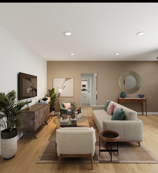 Furnished interior in a model home at Trailstone Villas Collection in Arvada (Image 10).