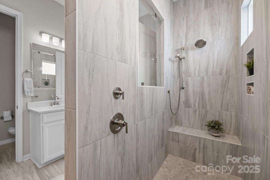 Expansive walk-in shower