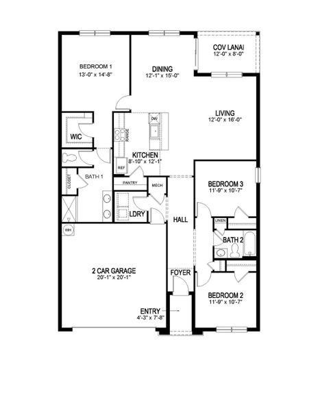 2D floor plan layout for the ARIA by D.R. Horton in Coral Lakes - Tradition & Express, Punta Gorda, FL (Image 3).