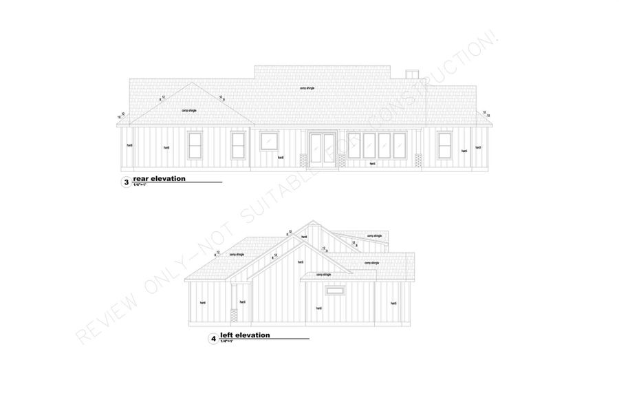 Rear and left elevation. Plans are subject to change by builder without notice. Rear and left elevation. Plans are subject to change by builder without notice.