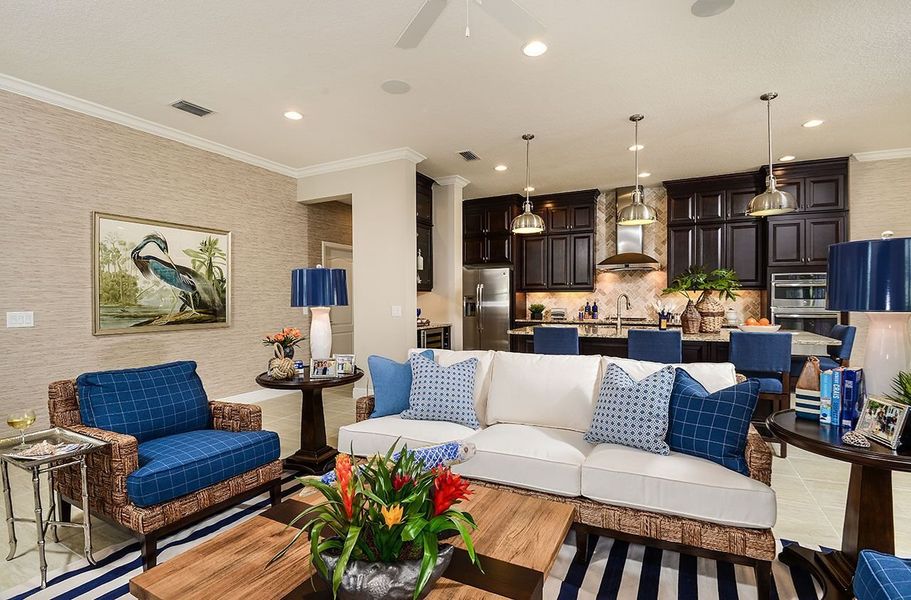 Furnished interior view inside a new home in Boca Royale Golf & Country Club at Wellen Park, Englewood (Image 10).