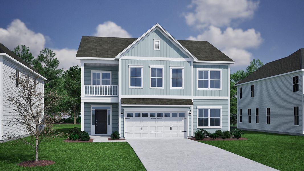 Front exterior of a new home in Hendrix Farms, Lexington, SC, highlighting curb appeal (Image 1).