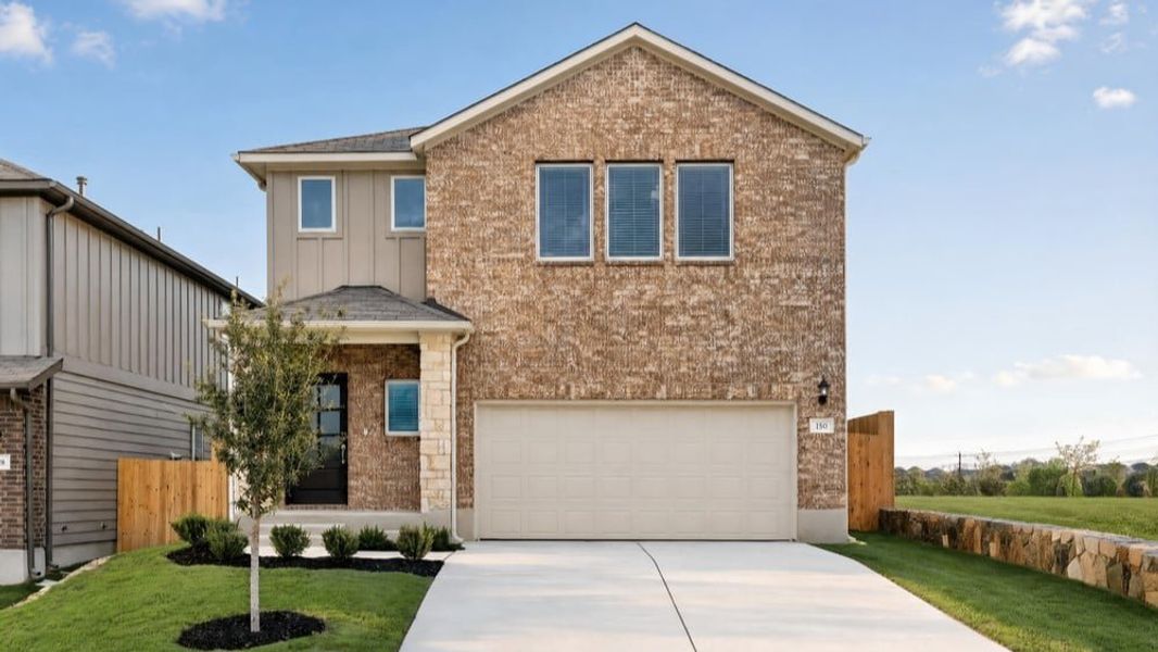 Representative exterior photo of a completed home built from the Merlin by Taylor Morrison in Sunfield, Mustang Ridge, TX (Image 19).