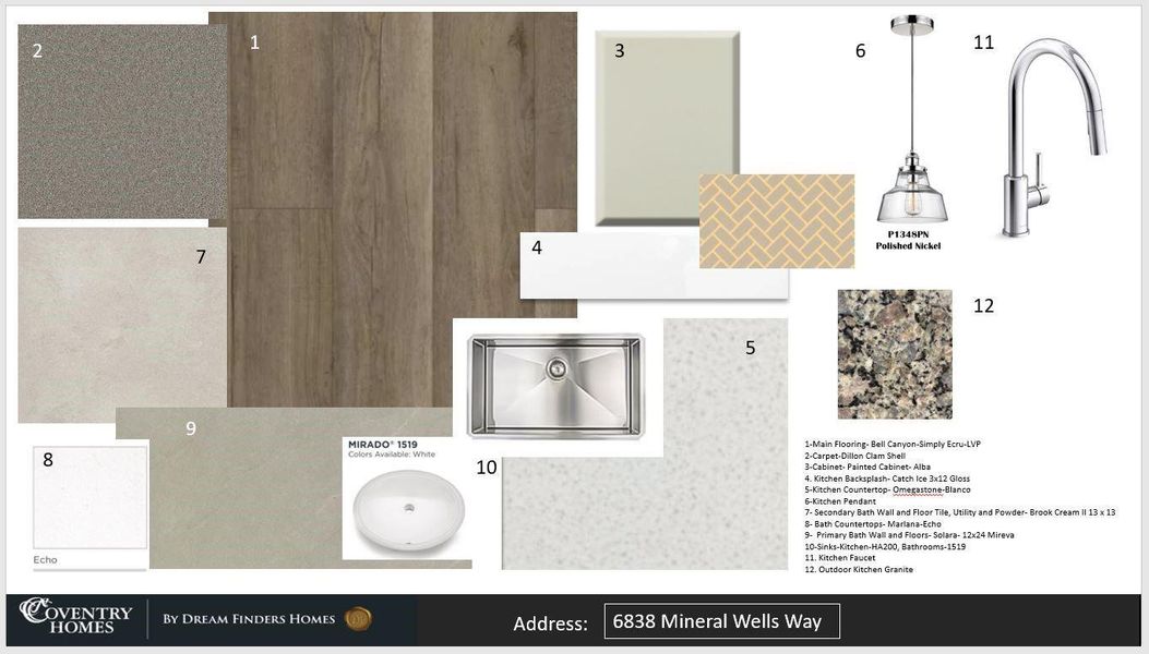 Sample of building materials used in homes in Legacy, League City (Image 3). Sample of building materials used in homes in Legacy, League City (Image 3).