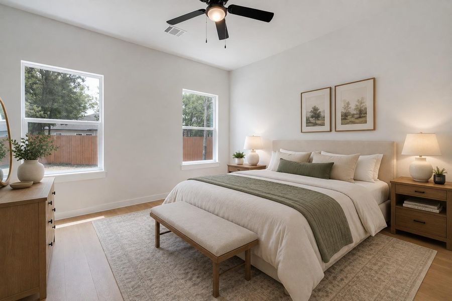 Virtually stage 4th bedroom can also be used as an office.