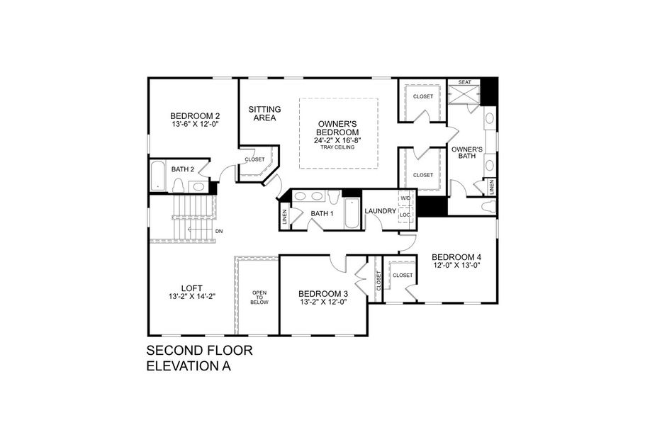 2D floor plan layout for the Normandy by Ryan Homes in Eagles Crest, Cornelia, GA (Image 3).