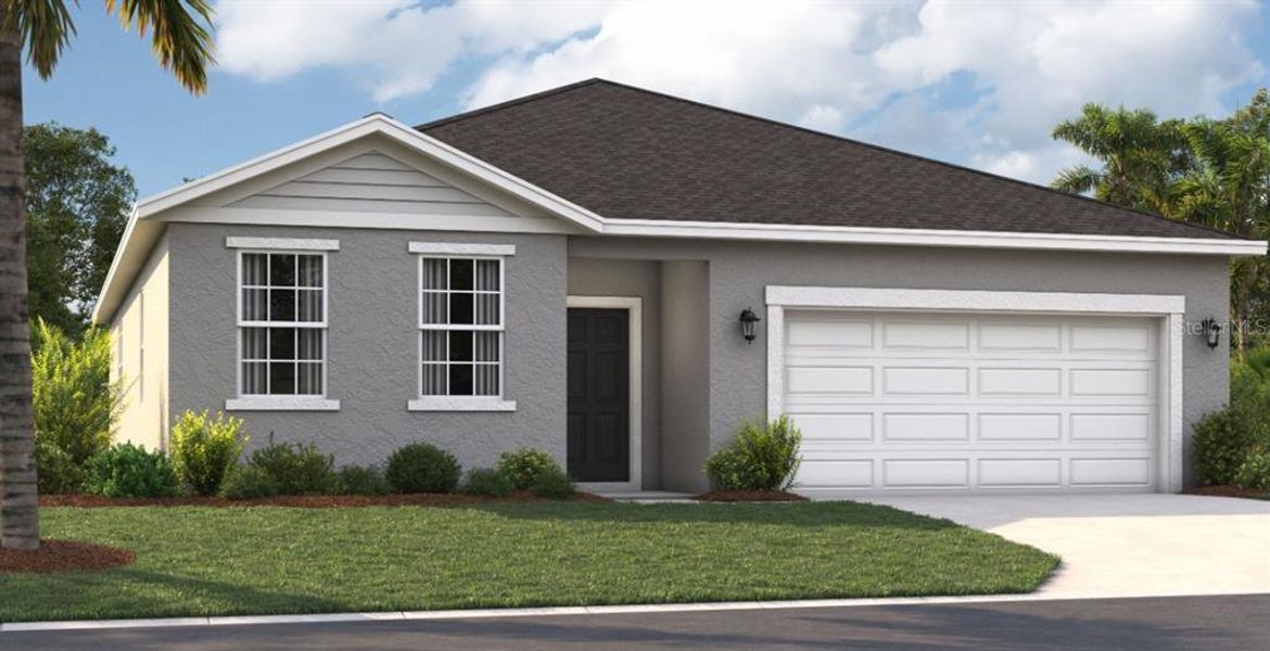 Front exterior of a new home in Village at Windsor Reserve, Eagle Lake, FL, highlighting curb appeal (Image 2). Front exterior of a new home in Village at Windsor Reserve, Eagle Lake, FL, highlighting curb appeal (Image 2).