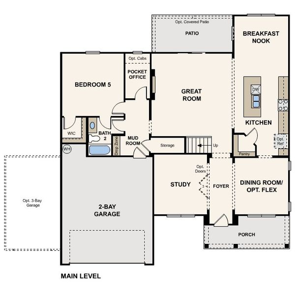 2D floor plan layout for the Sapling by Century Communities in The Estates at Gainesville Township, Gainesville, GA (Image 3).