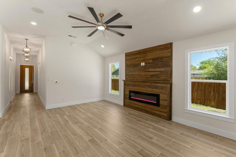 Open Living Room with Fireplace