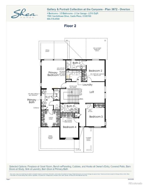 2D floor plan layout of this home in Portrait at The Canyons, Castle Pines, CO (Image 5).