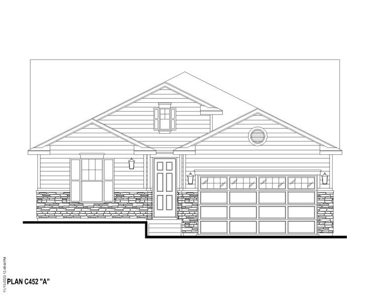 Plan C452 Elevation A w/ Stone Plan C452 Elevation A w/ Stone