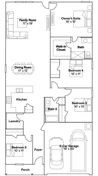 2D floor plan layout of this home in Cypress Green, Hockley, TX (Image 4).