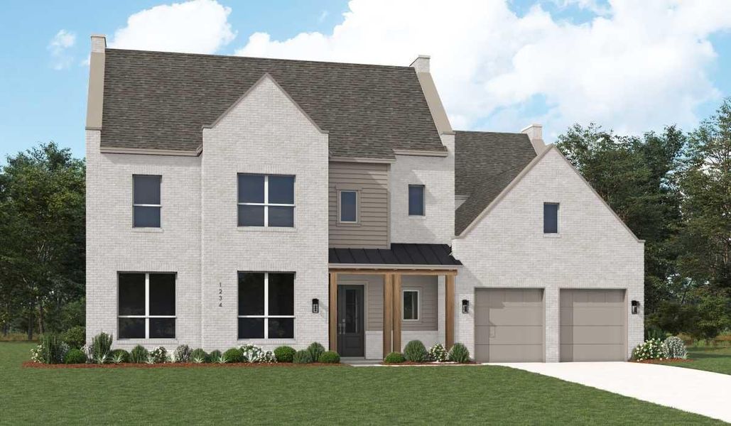 Front exterior of a new home in Elyson: 80ft. lots, Katy, TX, highlighting curb appeal (Image 1).