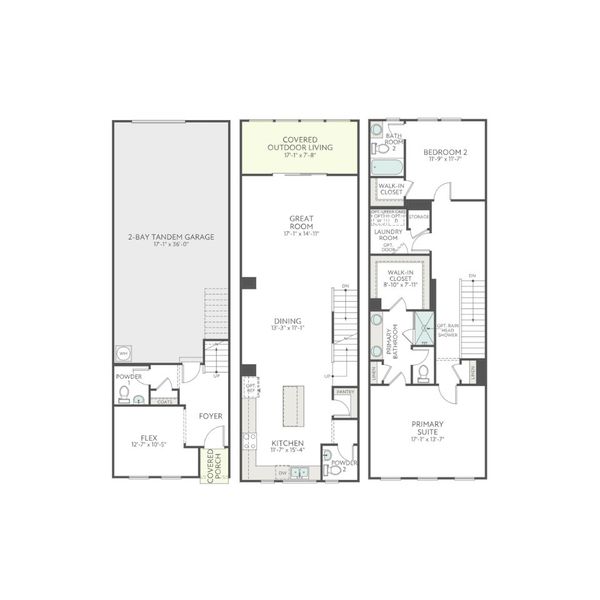 2D floor plan layout for the Duncan by Tri Pointe Homes in Old Town Village, Waxhaw, NC (Image 2).