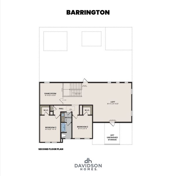 2D floor plan layout for the The Barrington A by Davidson Homes LLC in Ashland, New Hill, NC (Image 3). 2D floor plan layout for the The Barrington A by Davidson Homes LLC in Ashland, New Hill, NC (Image 3).