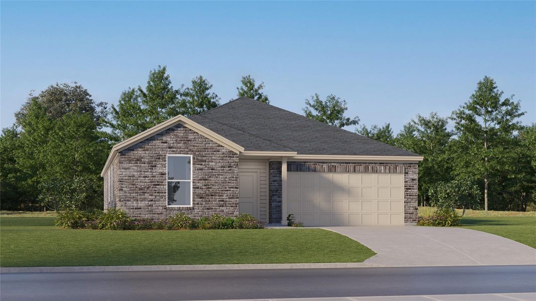 Front exterior of a new home in Ashland, Needville, TX, highlighting curb appeal (Image 1). Front exterior of a new home in Ashland, Needville, TX, highlighting curb appeal (Image 1).