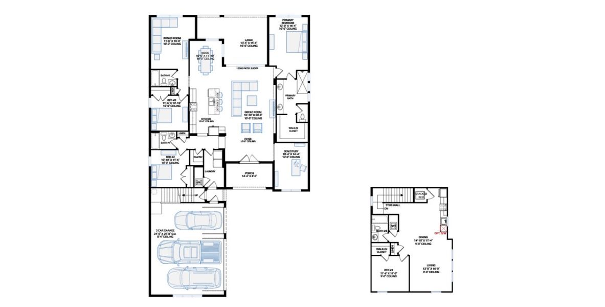 2D floor plan layout for the Cove 2.0 by Cardel Homes in SeaFlower, Bradenton, FL (Image 6). 2D floor plan layout for the Cove 2.0 by Cardel Homes in SeaFlower, Bradenton, FL (Image 6).
