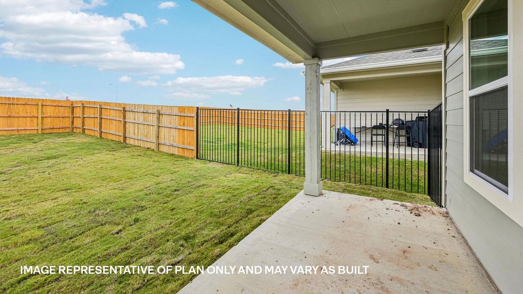 Exterior details and patio area of a home in Trails at Wildhorse, Austin (Image 3). Exterior details and patio area of a home in Trails at Wildhorse, Austin (Image 3).