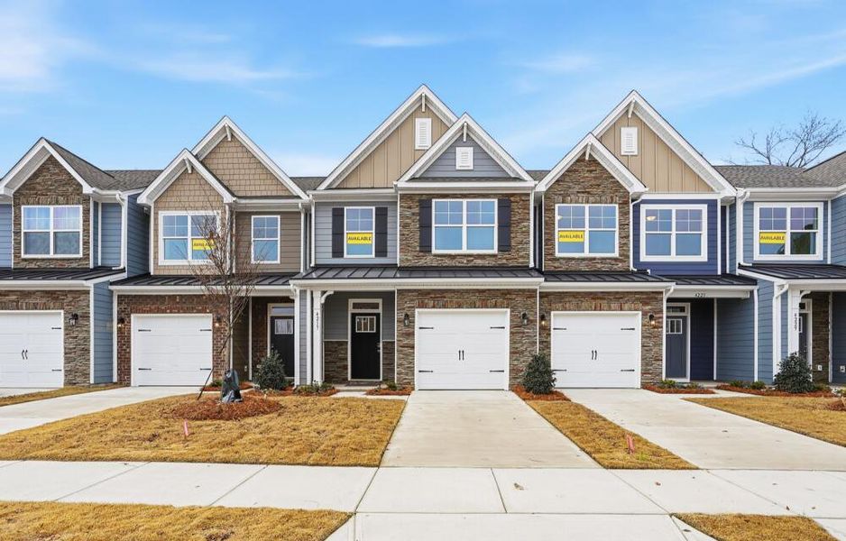 Front exterior of a new home in Harrisburg Village Townhomes, Harrisburg, NC, highlighting curb appeal (Image 2).