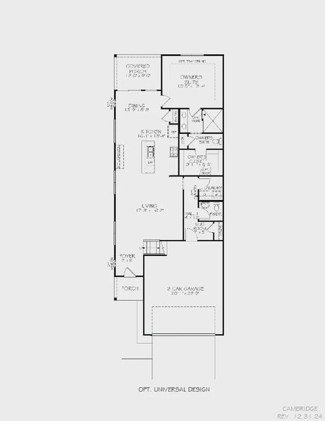 2D floor plan layout for the Cambridge by Epcon Communities in The Courtyards at Oak Grove, Durham, NC (Image 27).
