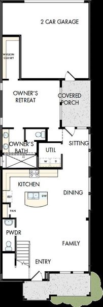 2D floor plan layout of this home in Two Step Farm - Cottages Row Collection, Montgomery, TX (Image 5).