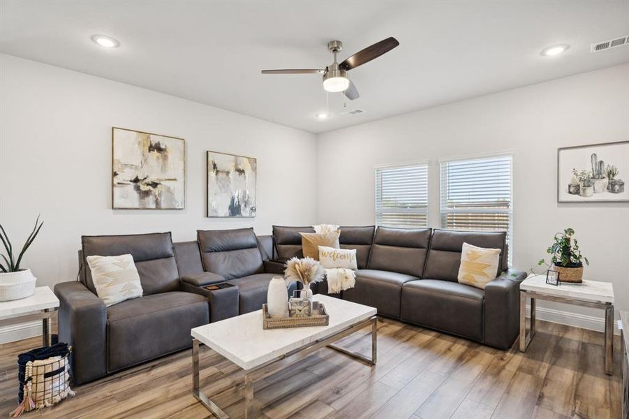 Furnished interior view inside a new home in Prestige Collection at Overland Grove, Forney (Image 23). Furnished interior view inside a new home in Prestige Collection at Overland Grove, Forney (Image 23).