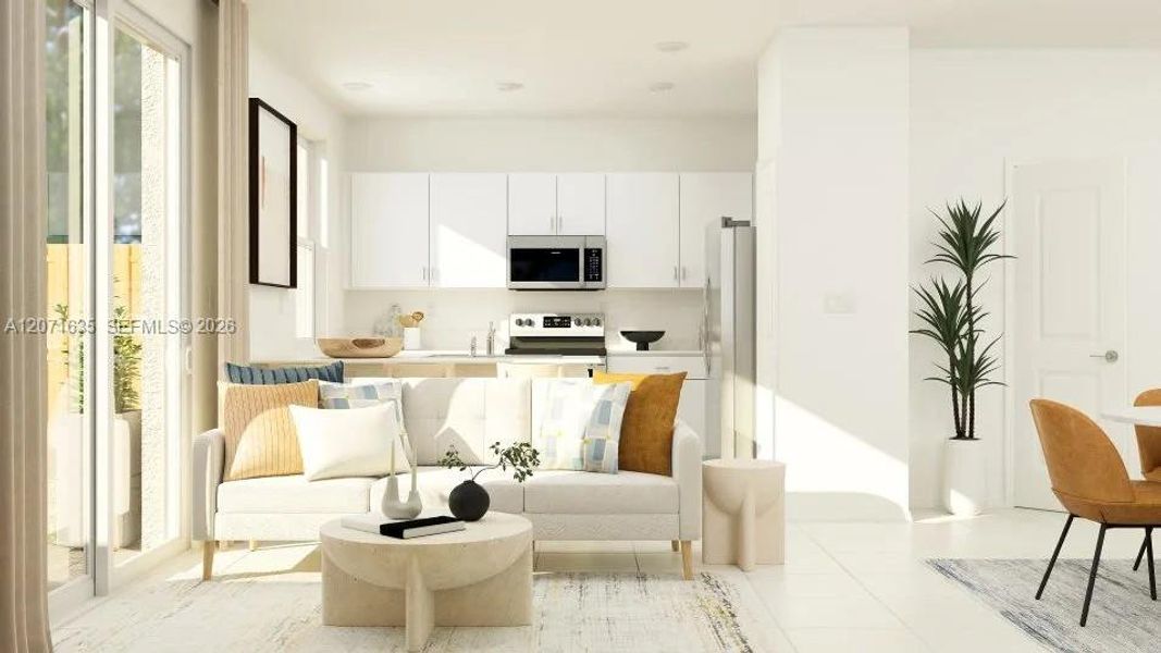Furnished interior view inside a new home in Del Mar, Miami (Image 3).
