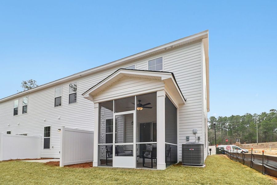 Exterior details and patio area of a home in Victorywoods Village Townhomes, Columbia (Image 23). Exterior details and patio area of a home in Victorywoods Village Townhomes, Columbia (Image 23).