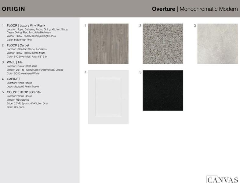 21934 Longhorn Ridge Lane design selections. Home is currently under construction and selections are subject to change.