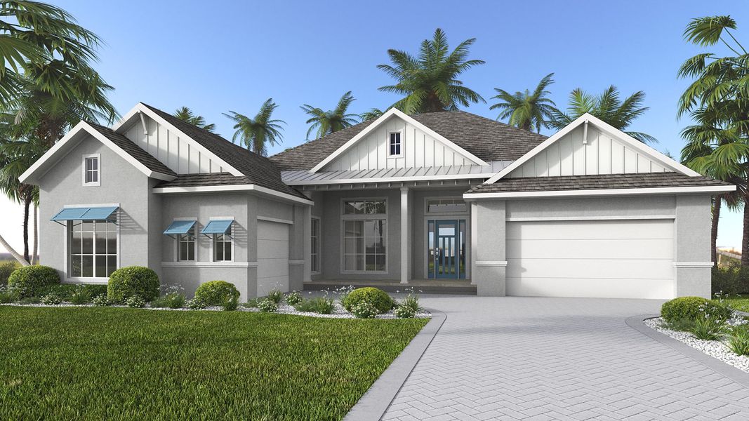 Representative exterior photo of a completed home built from the 2527F by Perry Homes in Southern Hills, Brooksville, FL (Image 18). Representative exterior photo of a completed home built from the 2527F by Perry Homes in Southern Hills, Brooksville, FL (Image 18).