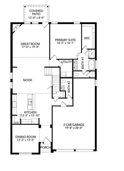 2D floor plan layout for the Silverstone by Sandlin Homes in Lakesong, Midlothian, TX (Image 5).