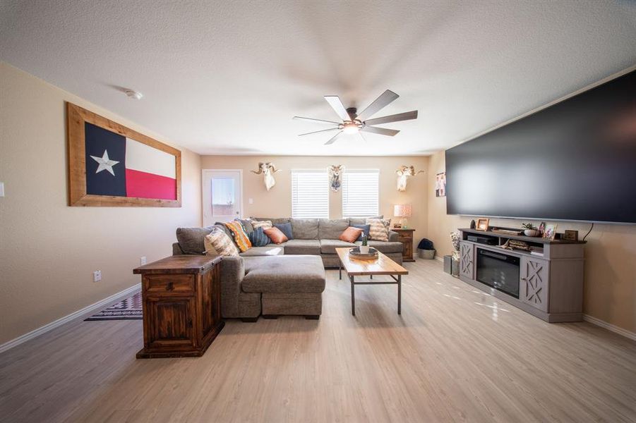 Living area open to dining & kitchen