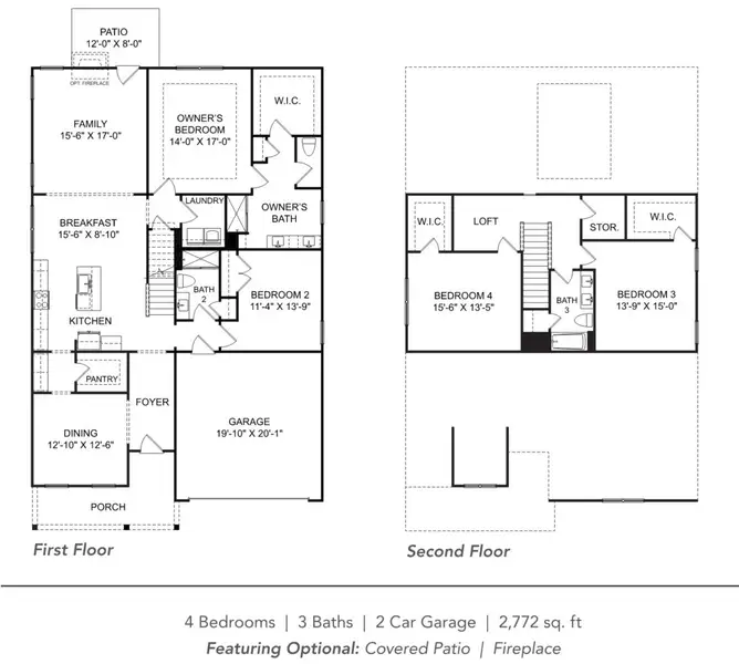 2D floor plan layout for the Reedy by Veranda Homes in Hitchcock Preserve 60', Aiken, SC (Image 3).