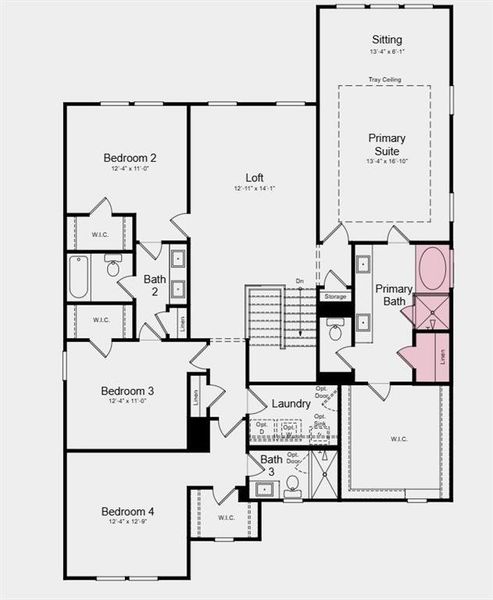 2D floor plan layout of this home in Reserve at Hickory Walk, Kennesaw, GA (Image 2).