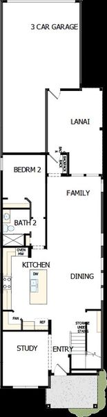 2D floor plan layout of this home in Weslyn Park in Sunbridge 34', St. Cloud, FL (Image 5).