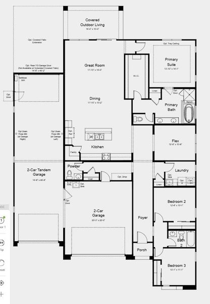 2D floor plan layout for the Compass by Taylor Morrison in Combs Ranch Journey Collection, San Tan Valley, AZ (Image 4).