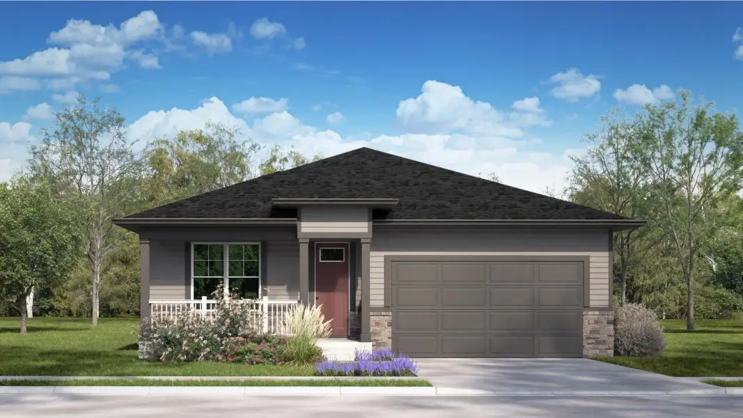 Front exterior of a new home in Jackson Creek, Monument, CO, highlighting curb appeal (Image 1). Front exterior of a new home in Jackson Creek, Monument, CO, highlighting curb appeal (Image 1).