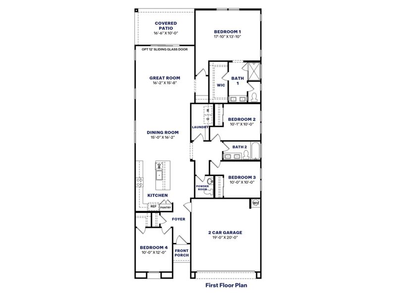 2D floor plan layout for the Canyon by D.R. Horton in Westpark, Buckeye, AZ (Image 5).