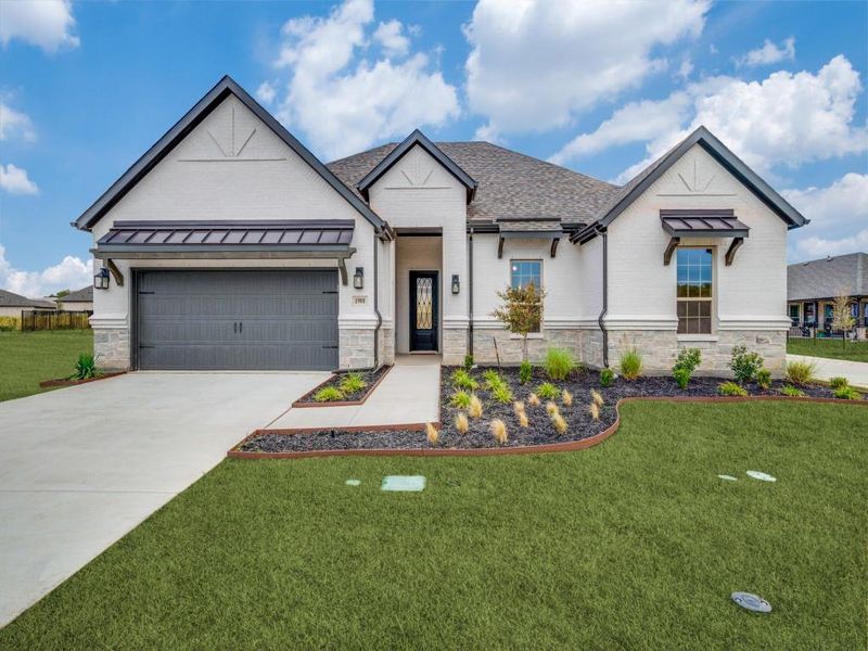 Front exterior of a new home in Ladera Little Elm, Little Elm, TX, highlighting curb appeal (Image 22).