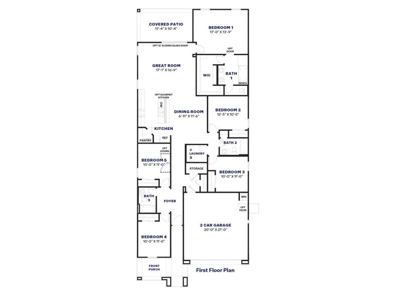 2D floor plan layout for the Hayden by D.R. Horton in The Ridge at Stone Butte, Phoenix, AZ (Image 5).