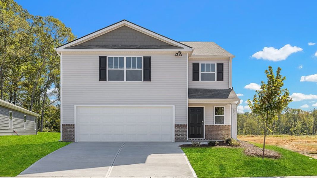 Front exterior of a new home in Varner Station, Woodruff, SC, highlighting curb appeal (Image 1).