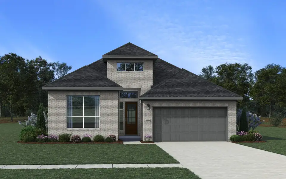 Front exterior of a new home in Attwater, Waller, TX, highlighting curb appeal (Image 20).