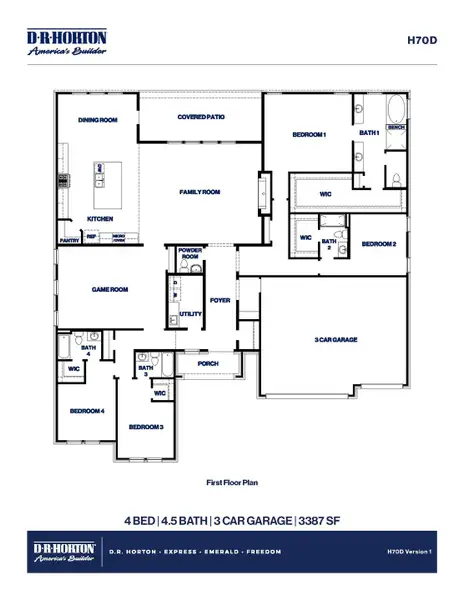 2D floor plan layout of this home in Butlers Bend Estates, Pinehurst, TX (Image 3).