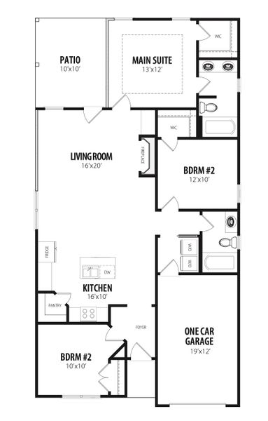 2D floor plan layout for the The Garland by RiverWILD Homes in Sawyer Ridge, Dunn, NC (Image 3).