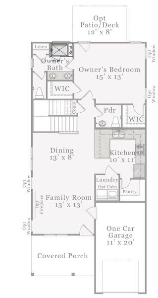 2D floor plan layout for the Joyner by McKee Homes in The Walk at East Village, Clayton, NC (Image 12). 2D floor plan layout for the Joyner by McKee Homes in The Walk at East Village, Clayton, NC (Image 12).