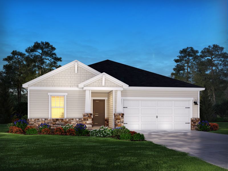 Representative exterior photo of a completed home built from the Gibson by Meritage Homes in Creekside Point, Little River, SC (Image 4). Representative exterior photo of a completed home built from the Gibson by Meritage Homes in Creekside Point, Little River, SC (Image 4).